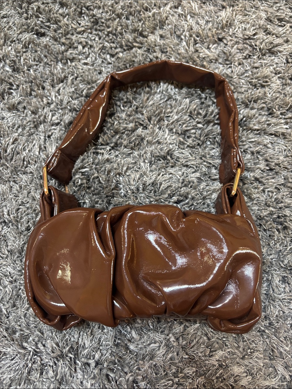 ASOS Brown Glossy Ruched Shoulder Bag